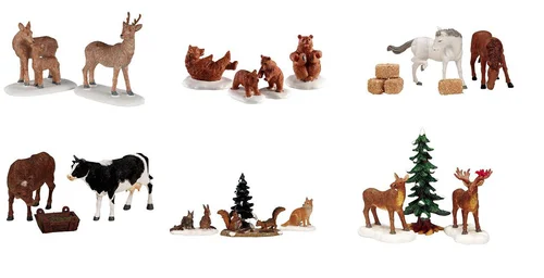 Figurines pour village de Noël Lemax Harvest crossing thème Animaux des bois - 3 pièces