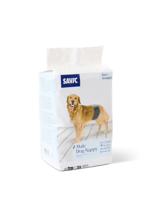 Couche pour chien coloris noir Savic Male Dog Nappy - Taille L x 12
