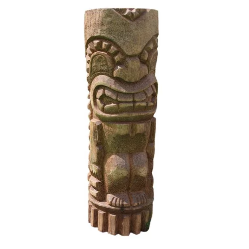 Totem polynésien Tiki Aro coloris bois en bois de coco - 50 cm