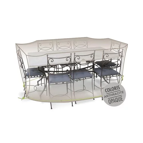 Housse table rectangulaire + chaises 8-10 pers. de coloris anthracite