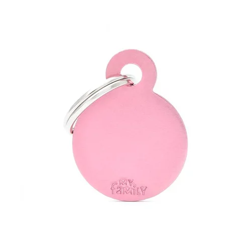 Médaille basic petit cercle pour chien en aluminium rose