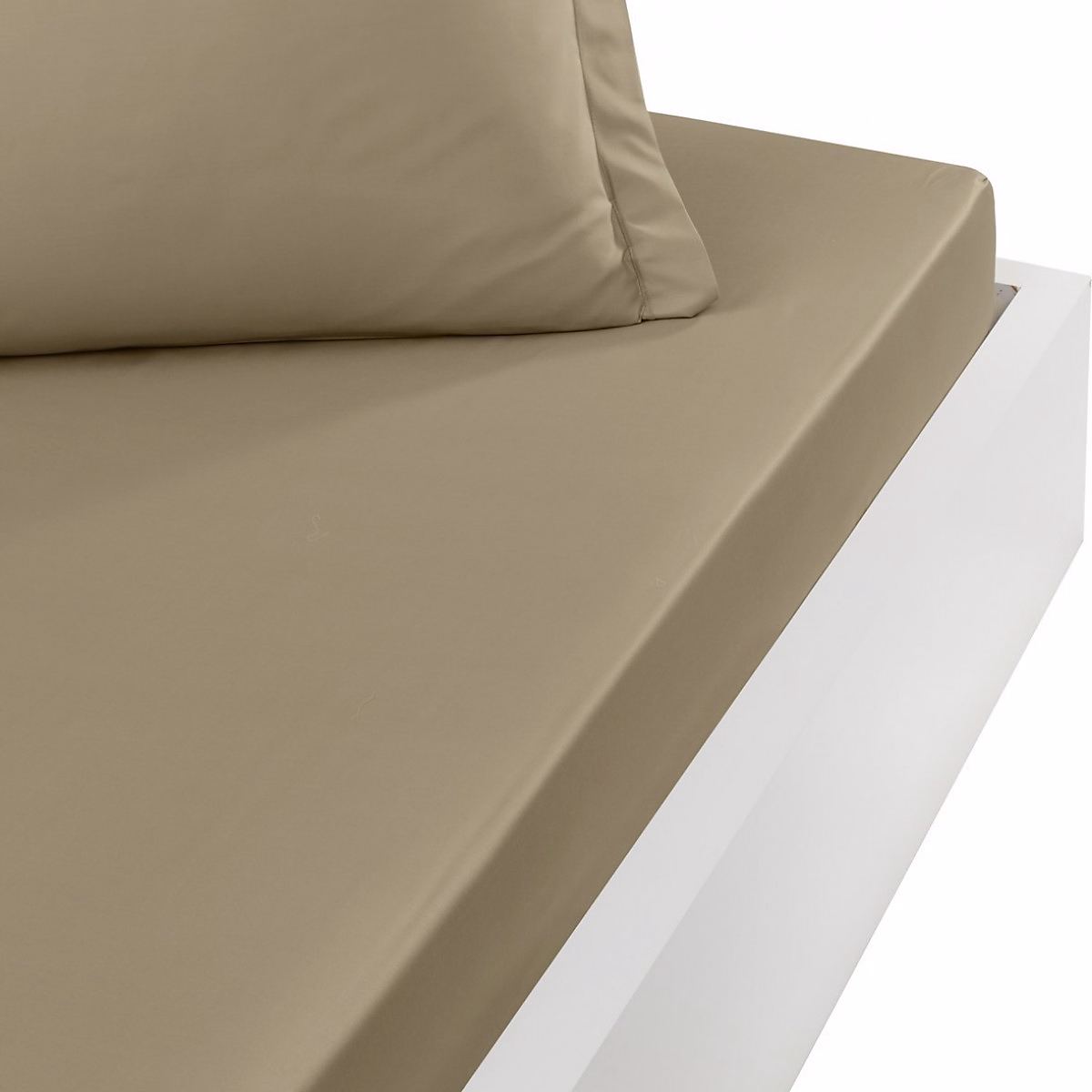 Drap housse en percale de coton bonnet 30 cm Taupe 90 × 190 cm SOFT PERCALE