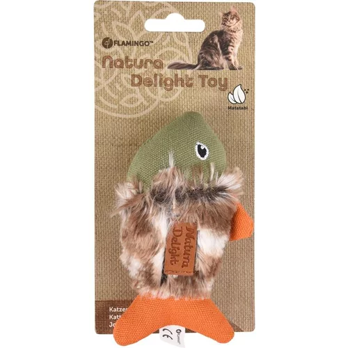 Jouet pour chat vert/orange Flamingo Natura Delight Poisson - 13 cm