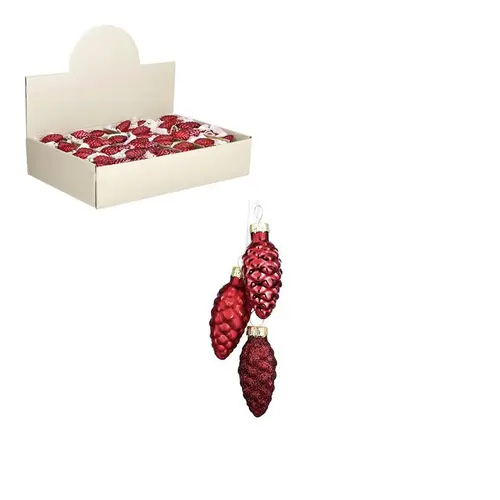 Décoration à suspendre 3 pommes de pin rouge foncé - Ø 3 x H 6 cm
