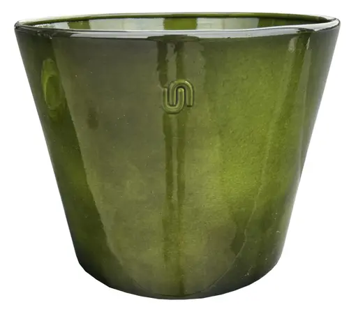 Pot évasé coloris vert en métal recyclé - 27 x 27 x 22 cm