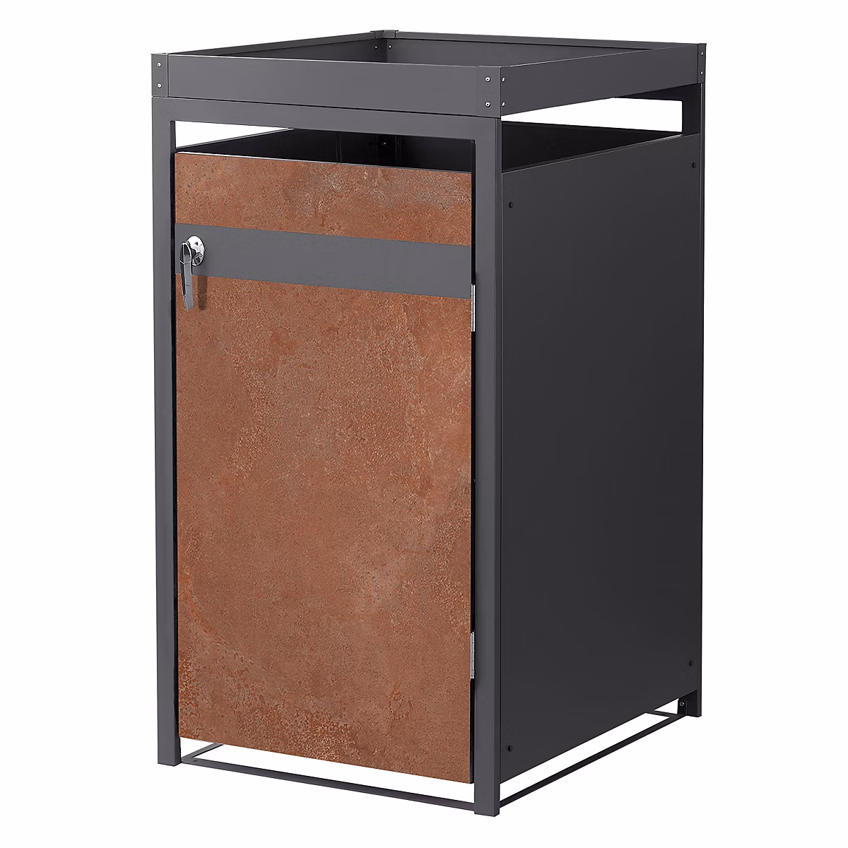 Abri pour 1 poubelle ML – Design 68 × 80 × 124 cm 240L anthracite/aspect rouille acier avec toit et porte