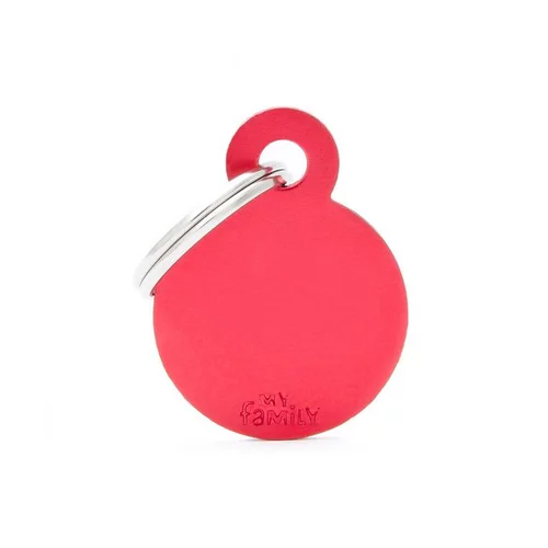 Médaille basic petit cercle pour chien en aluminium rouge