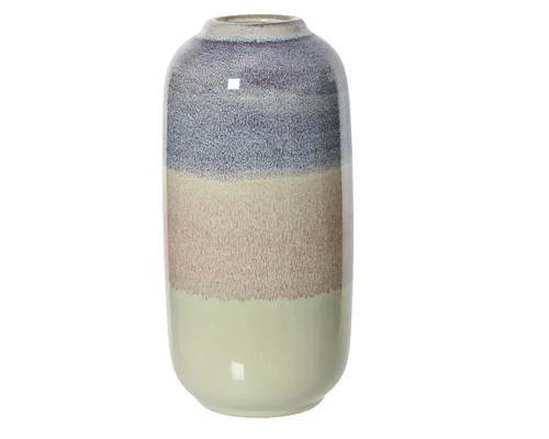 Vase en grès vert rose violet - Ø 11,2 x H 23 cm