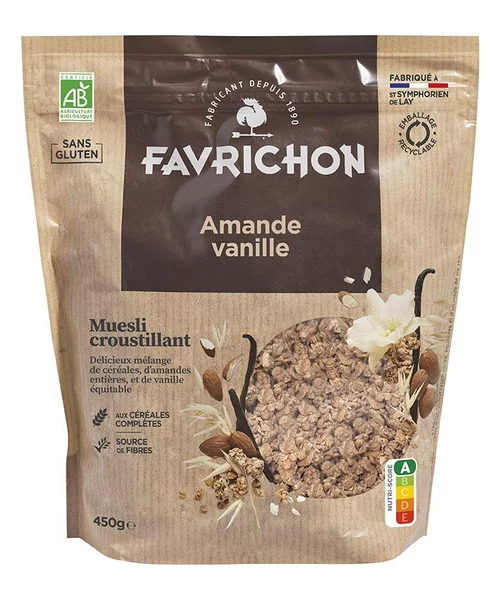 Muesli croustillant amande vanille bio Favrichon - 450 g
