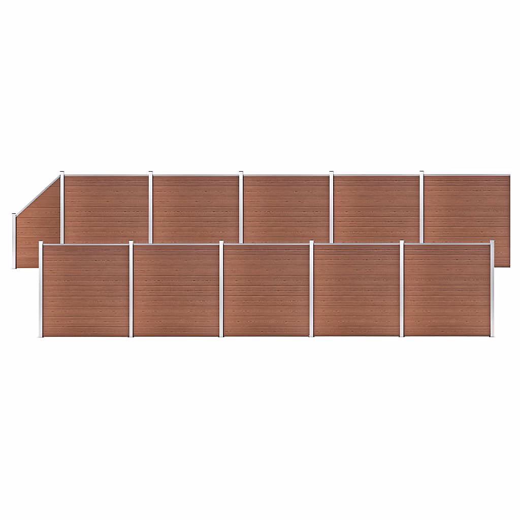 Ensemble de clôture WPC 10 Carré + 1 Incliné 1830 × 186 cm Marron vidaXL