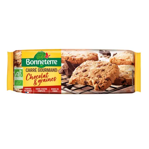 Carrés gourmands aux graines et chocolat bio Bonneterre - 140 g