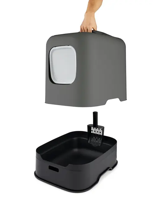 Maison de toilette pour chat Biala en plastique recyclé coloris gris - taille XL