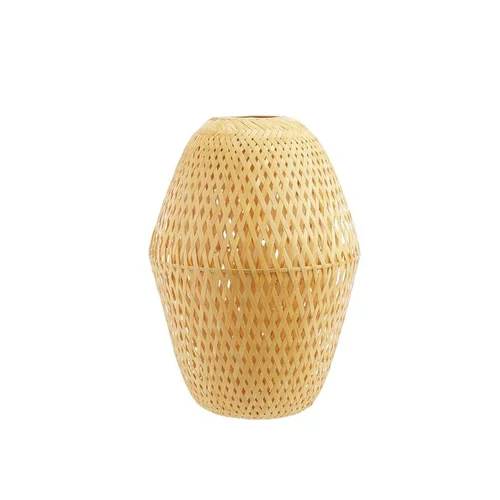 Abat jour oval tressé coloris bois en bambou - 25 x 25 x 35 cm