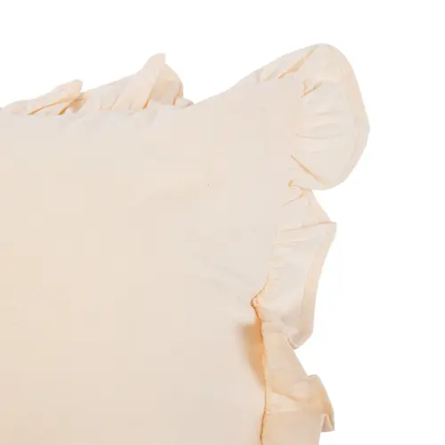 Coussin volanté ivoire en coton - 60 x 40 cm