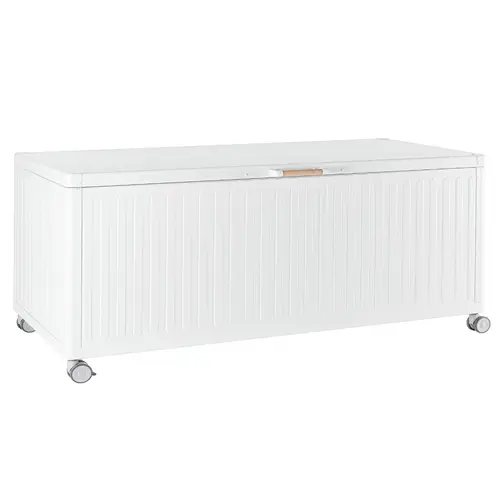 Coffre de rangement blanc en aluminium et acier Bizzotto Ocean grand modèle - 182 x 89 x 70 cm