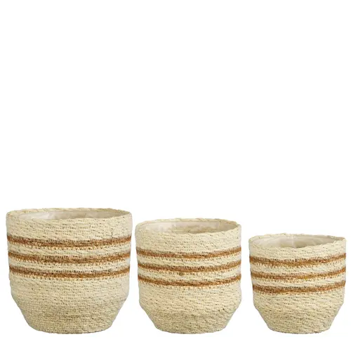 Panier rond coloris blanc en herbe marine naturelle Lena Mica Decorations - 12 x Ø 12 cm