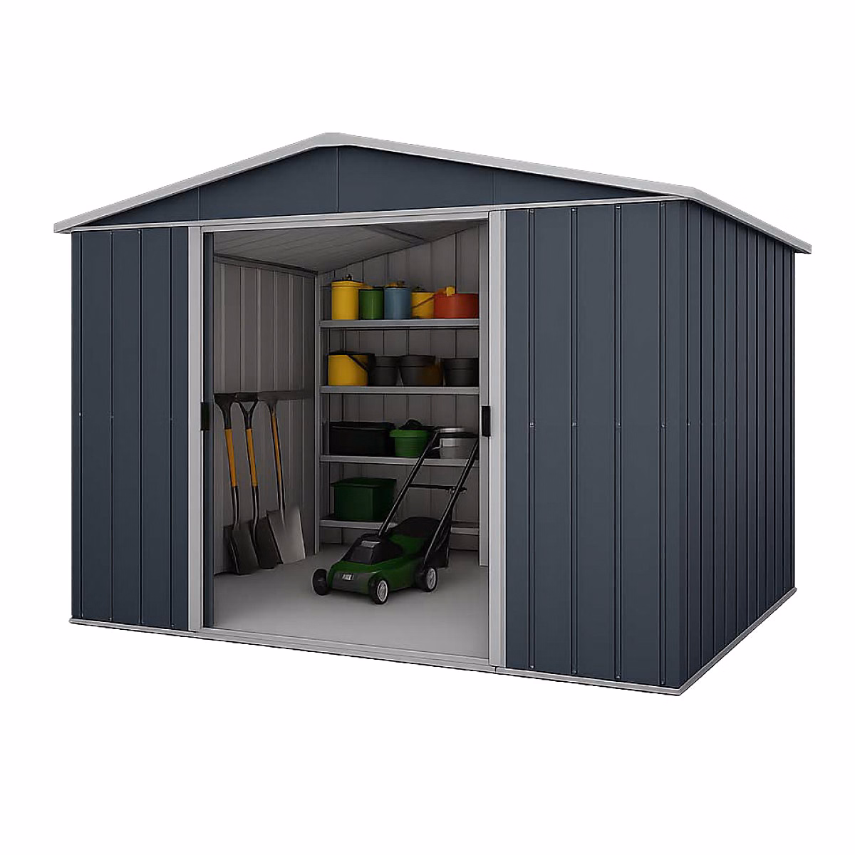 Abri de jardin métal gris 6 – 44 m2 Yardmaster + kit d'ancrage
