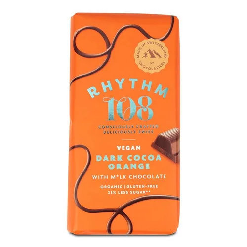 Tablette chocolat bio fourree cacao orange Rythm 108 - 100 g