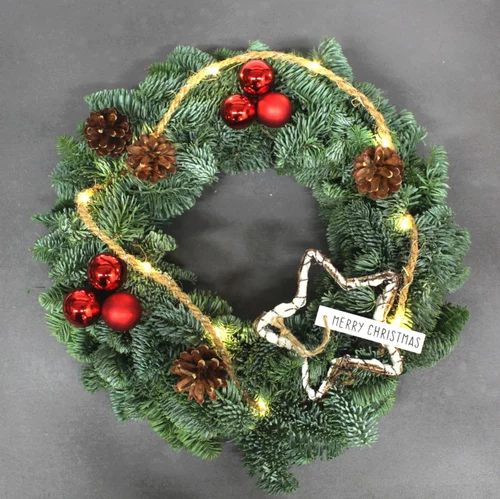 Couronne de branches décorée naturelle pour décoration de Noël - Ø 40 cm