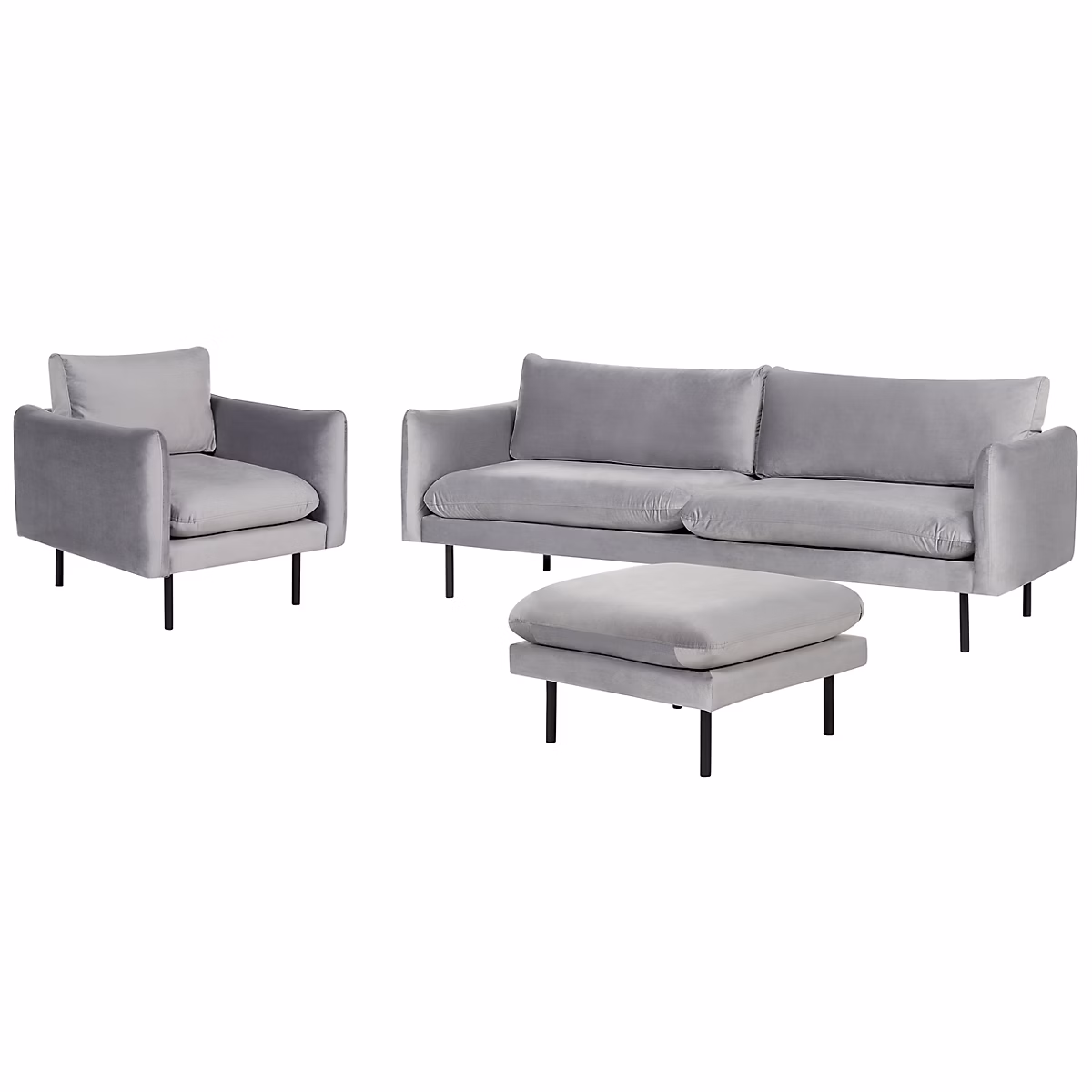 Ensemble de salon 5 places VINTERBRO avec ottoman Velours Gris – Réf. HTKHBRYFJ5179346784