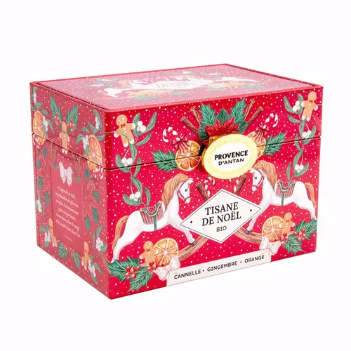 Tisane de Noël orange cannelle bio Provence d'Antan - 36 g dans une boîte en métal