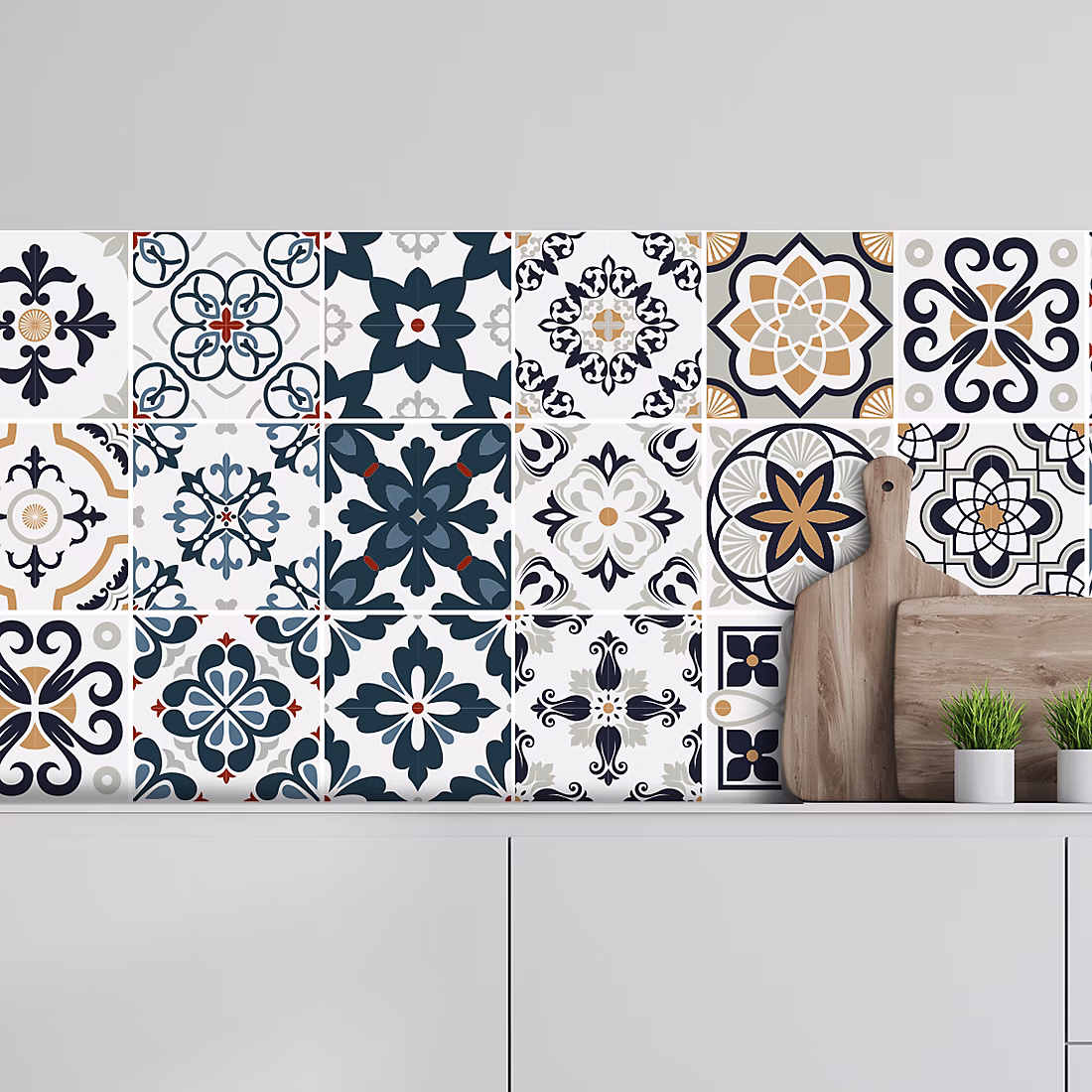 Crédence adhésive effet carreaux de ciment 40 × 300cm