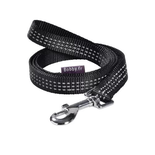 Laisse pour chien coloris noir en nylon tressé Bobby Safe – Taille L