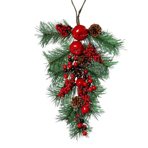 Suspension de baies d'églantines coloris rouge - 51 cm