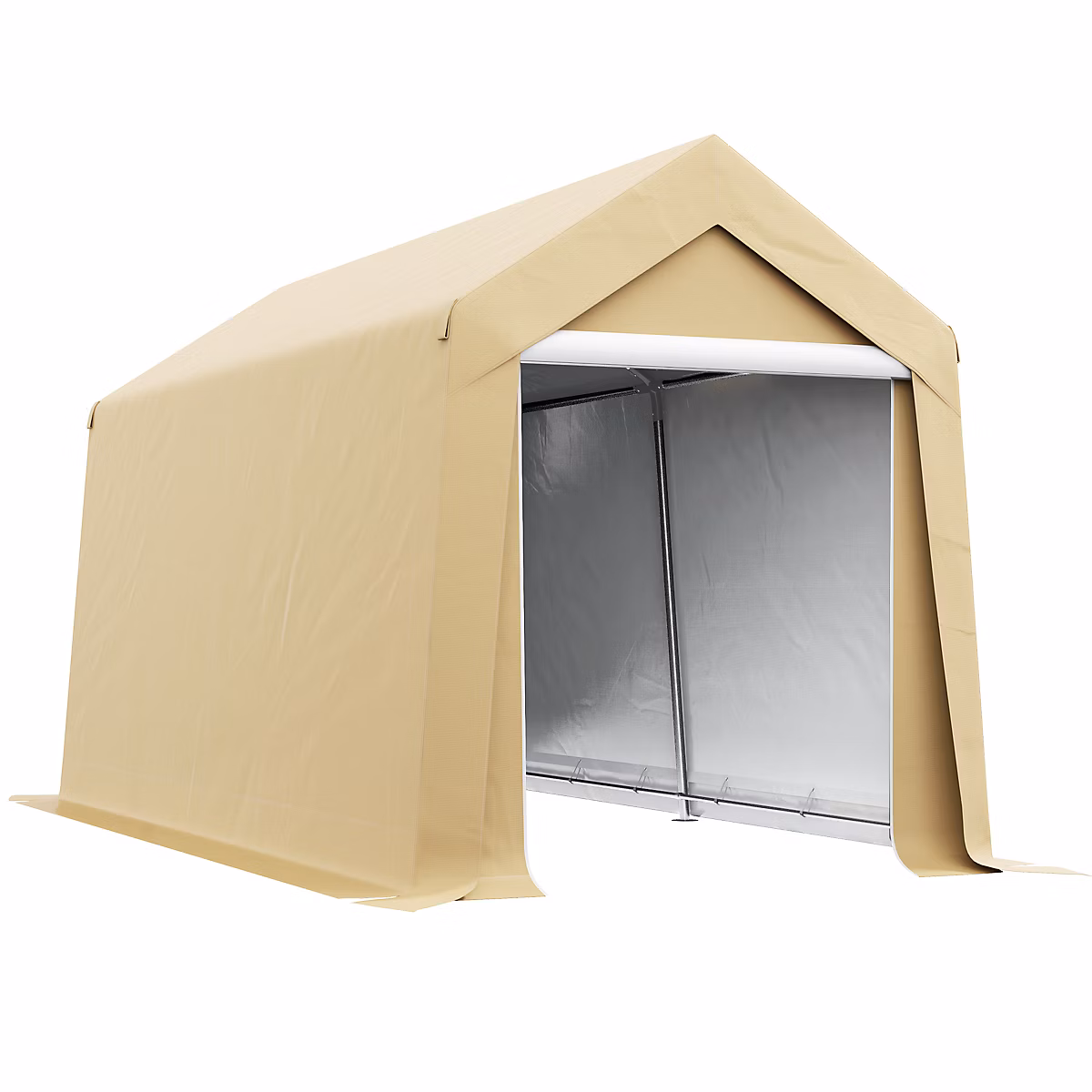 Abri de jardin – abri vélo, tente de stockage dim. 2 × 3, 6 m, acier galvanisé PE imperméable anti-UV beige