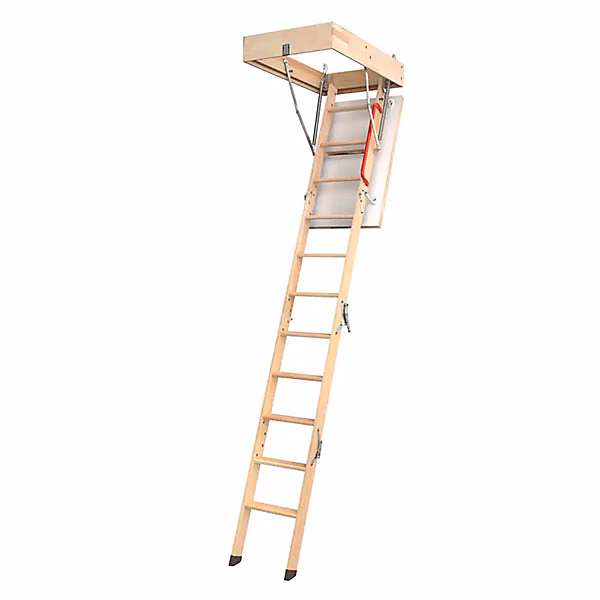 Echelle escamotable bois – Trémie de 60 × 130cm, Hauteur de 2.46 à 3.05m, LWK60130, 3