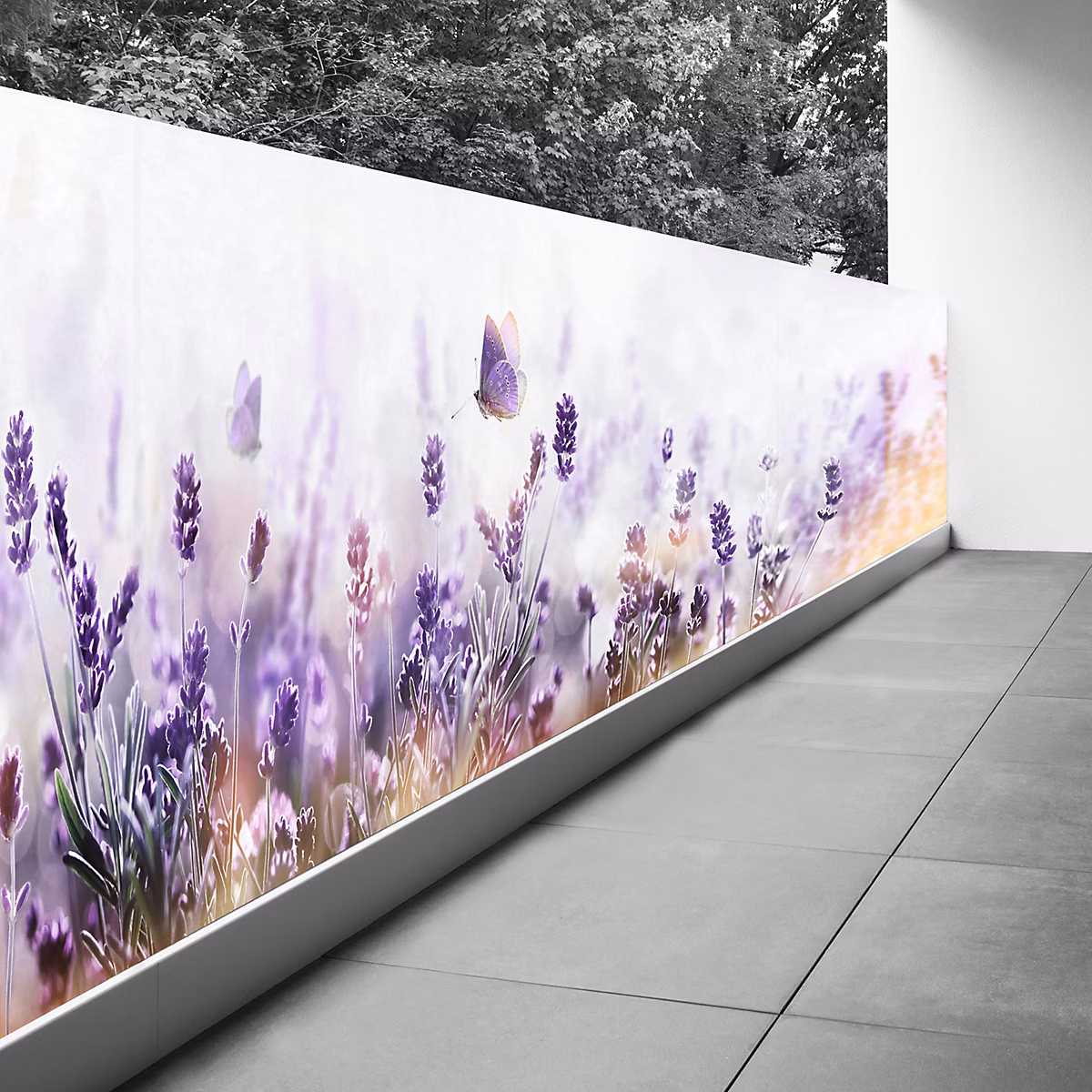 Brise vue Trompe l'oeil – 130 × 552 cm | Lavandes 3617689692517
