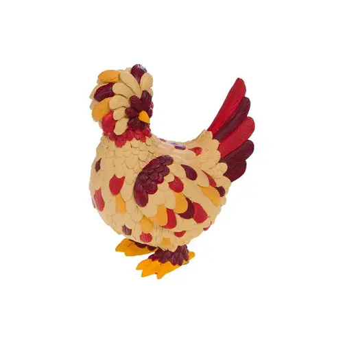 Poule décorative en résine multicolore Adelaide - 26 x 17 x H 3,5 cm