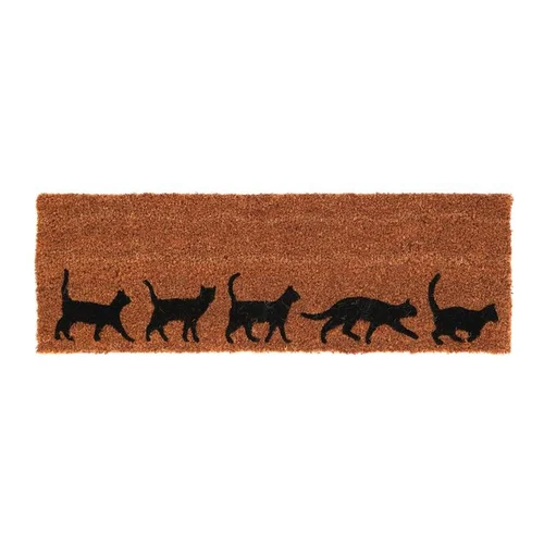 Paillasson en fibre de coco à motif chats - 75,7 x 25,4 cm