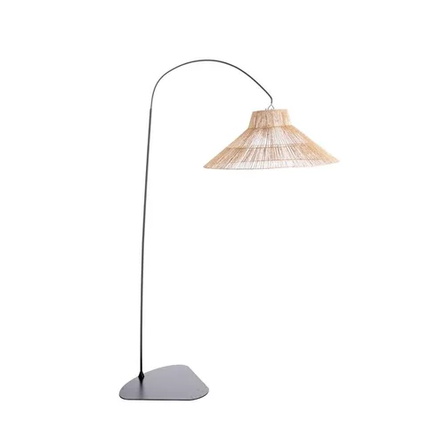 Lampadaire coloris marron en fibres naturelles et métal Niza