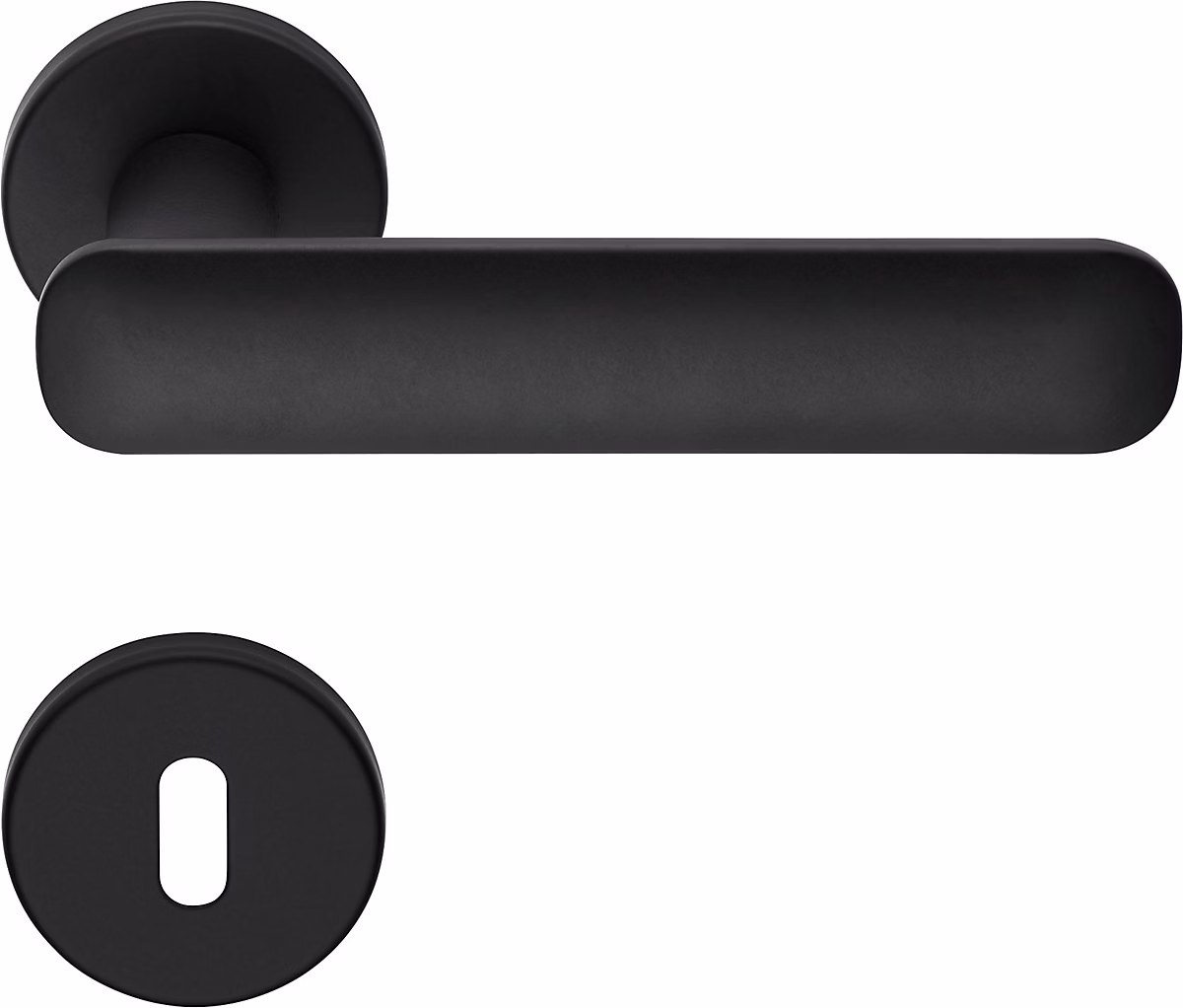 2 Poignée rosace ronde – rosace trou de clé L, noir, Garantie 5 ans, pour porte intérieure.
