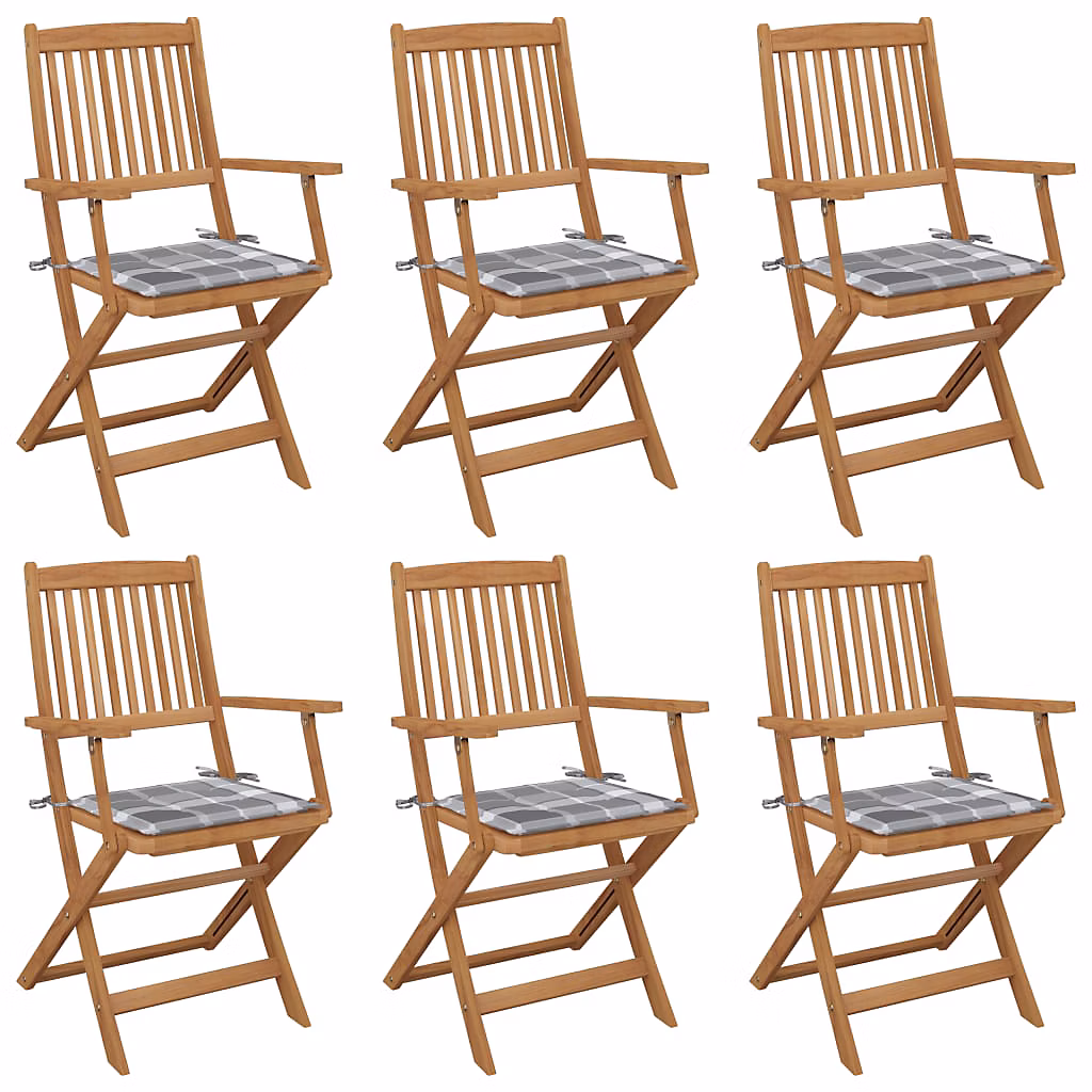 Salon et mobilier de jardin – Chaises pliantes 6 pièces avec coussins en bois d'acacia massif vidaXL
