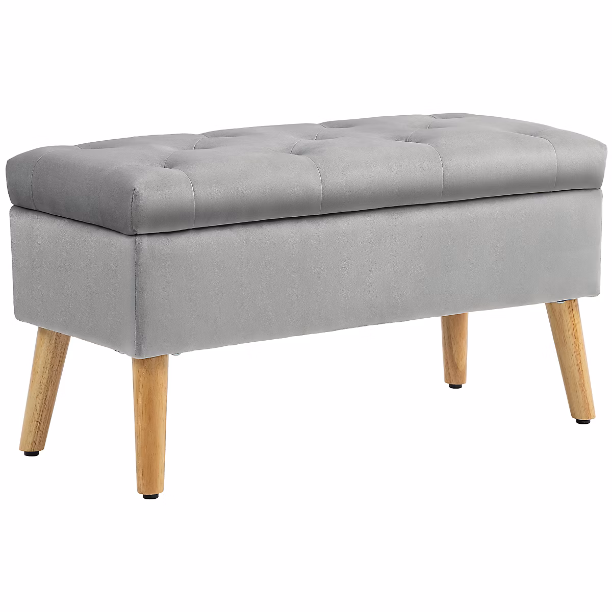 Banc et banc de table – Banquette coffre design scandinave piètement effilé bois assise effet capitonné velours gris