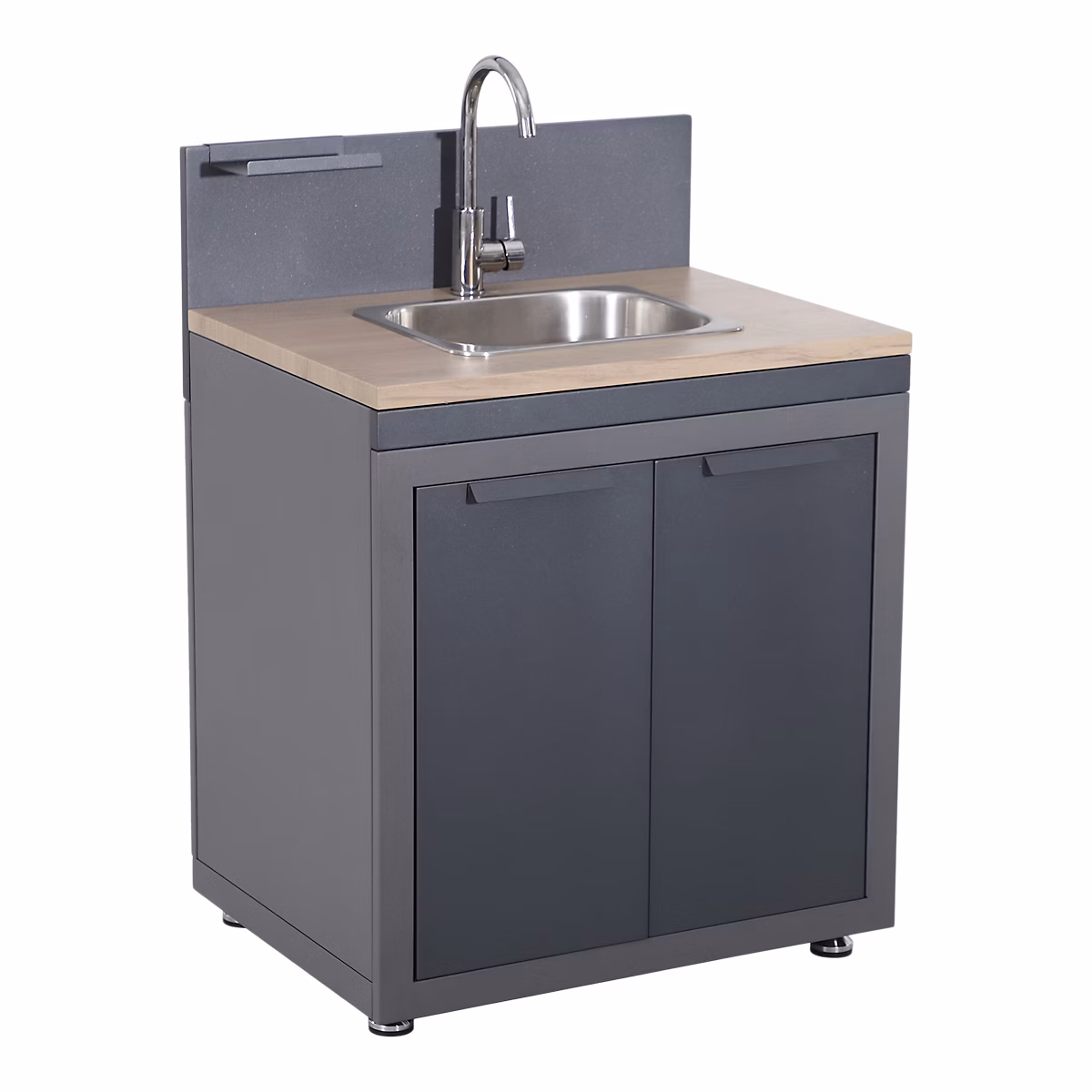 Meuble de cuisine extérieure avec évier double portes acier gris GoodHome Cucino – Réf. WWCCXHUFC7702821114