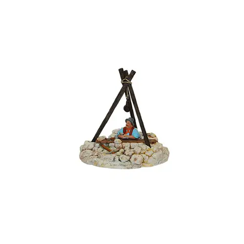 Personnage de crèche de Noël puisatier Santons Escoffier - 13,6 x 12,2 x 13,9 cm