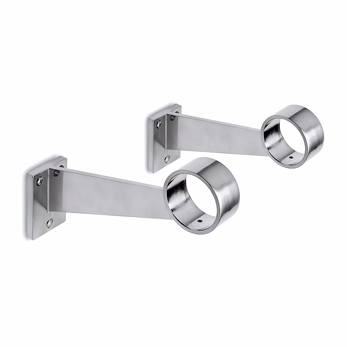 2 x Support repose – pied Modèle 09 pour tube diam. 38 | 1 mm | P 180 mm | Zamac aspect inox brossé