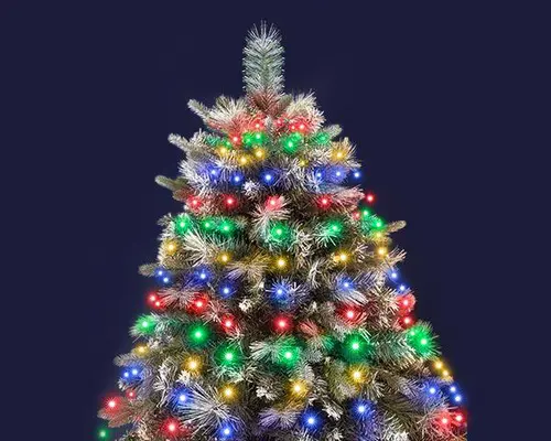 Robe de sapin lumineuse à 432 micro-LED multicolore sur câble noir intérieur/extérieur - 1,80 m
