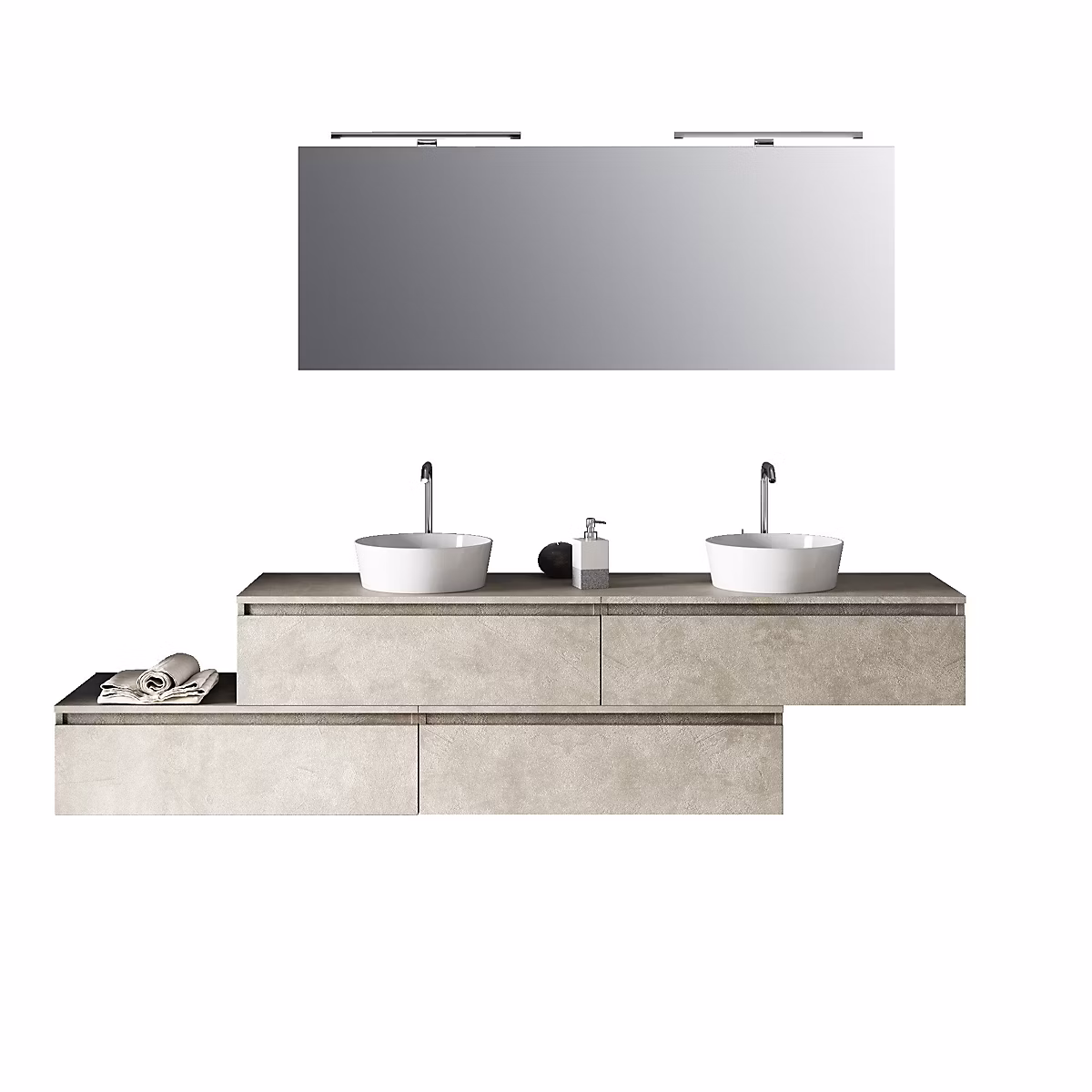 Ensemble de salle de bain double vasque 9 pièces ASTRA havane – Réf. QNHNOEUQE5756398031