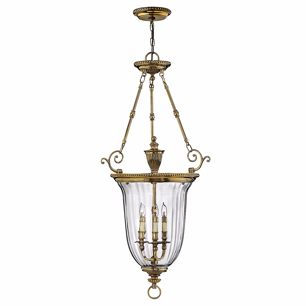 Elstead Cambridge – Grand plafond suspendu à 3 ampoules en laiton poli, E14