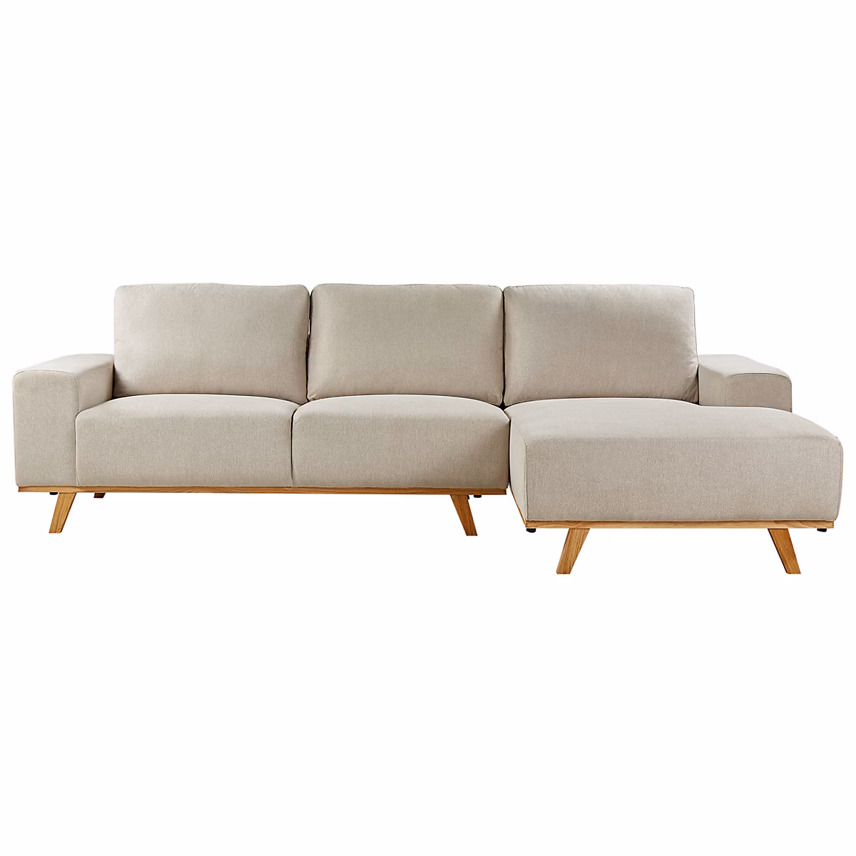 Canapé d'angle 3 places NORA Tissu Beige clair Côté gauche – Réf. FKTTCRFLE4529359879