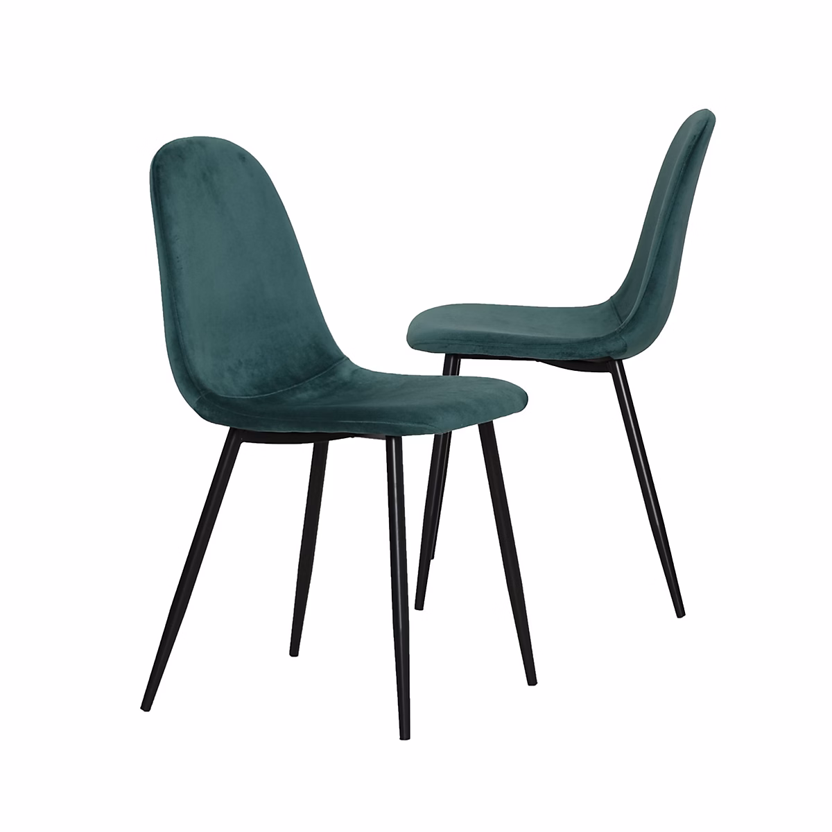 Aménagement bureau – Chaise scandinave en velours vert Copenhague (lot de 2)