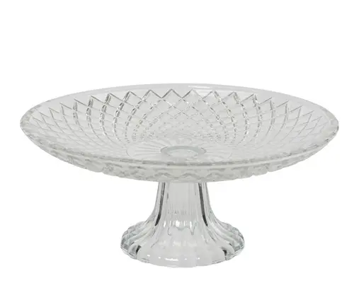 Présentoir à gâteau rond en verre transparent - Ø 20 x H 9 cm