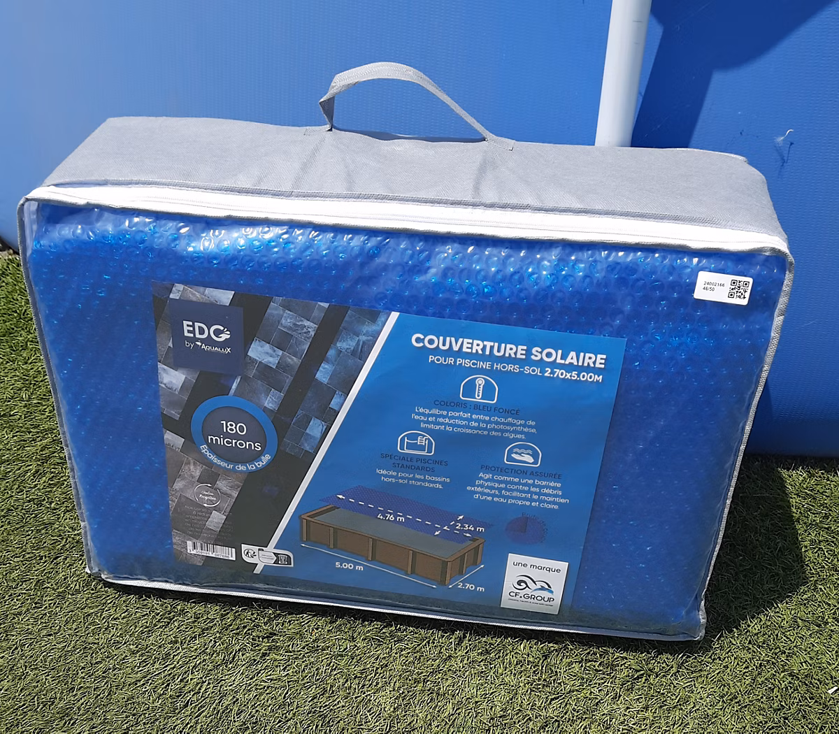 Bâche Solaire 234 × 476 Bleue Foncée 180 Microns pour piscine tubulaire 244 × 488