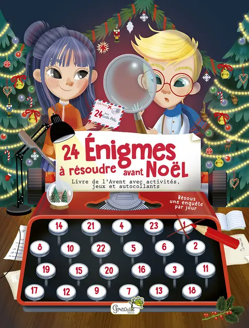 Livre jeu "24 énigmes à résoudre avant Noël" aux Éditions Grenouille collection Petits Enquêteurs