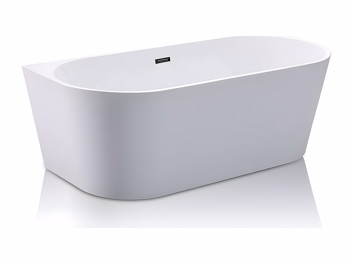 Baignoire semi îlot – 180 × 75 × 58 cm, Acrylique, Blanche, 255 L, DIVINA