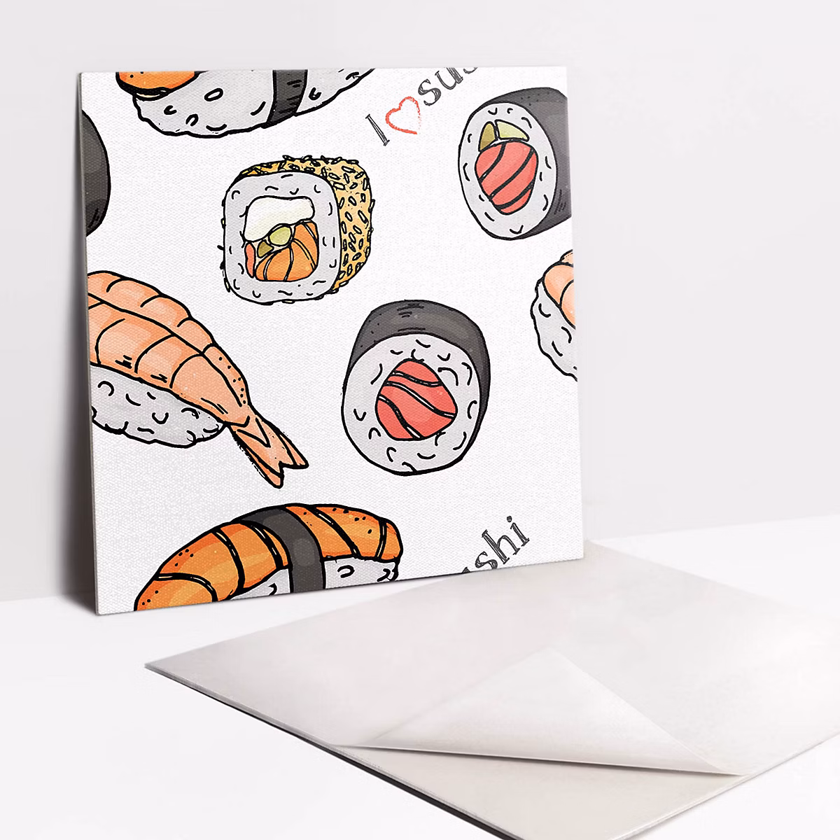 Carreaux vinyle Tulup 30 × 30 cm Sushis de dessin animé 9 pcs